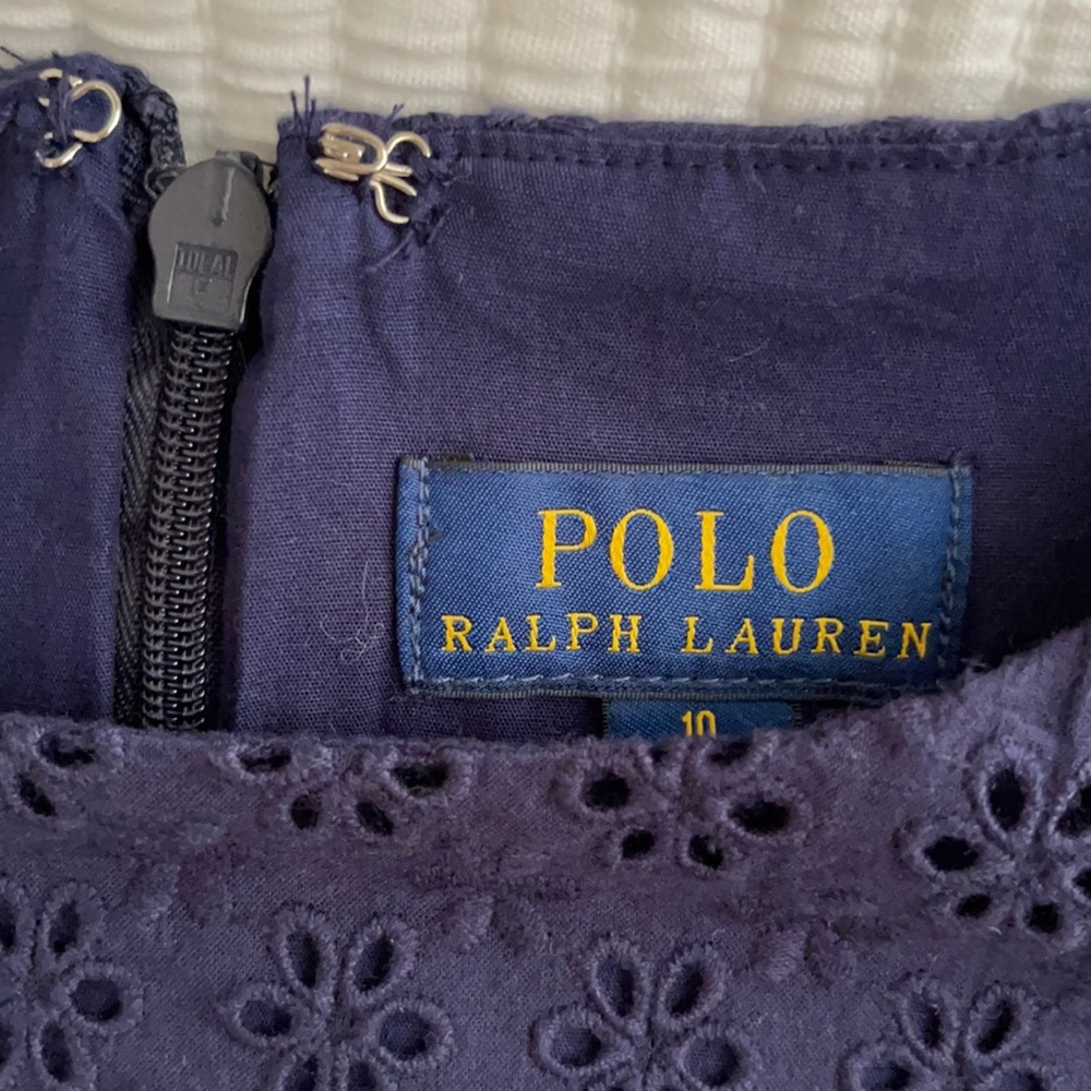 Polo by Ralph Lauren Girls Navy Eyelet Dress